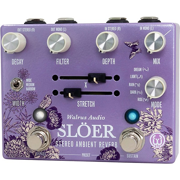 Walrus Audio SLOER Stereo Ambient Reverb Effects Pedal Floral Series 2024 Lavender