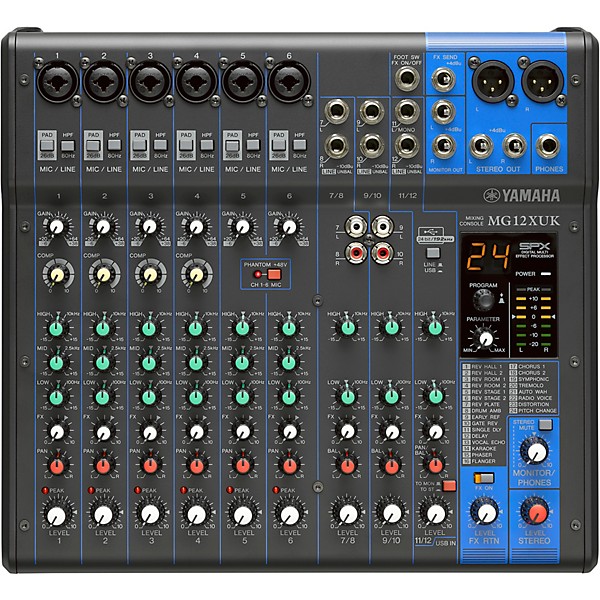 Yamaha MG12XUK 12-In/2-Bus Mixer With Gator Mixer Bag and Cables