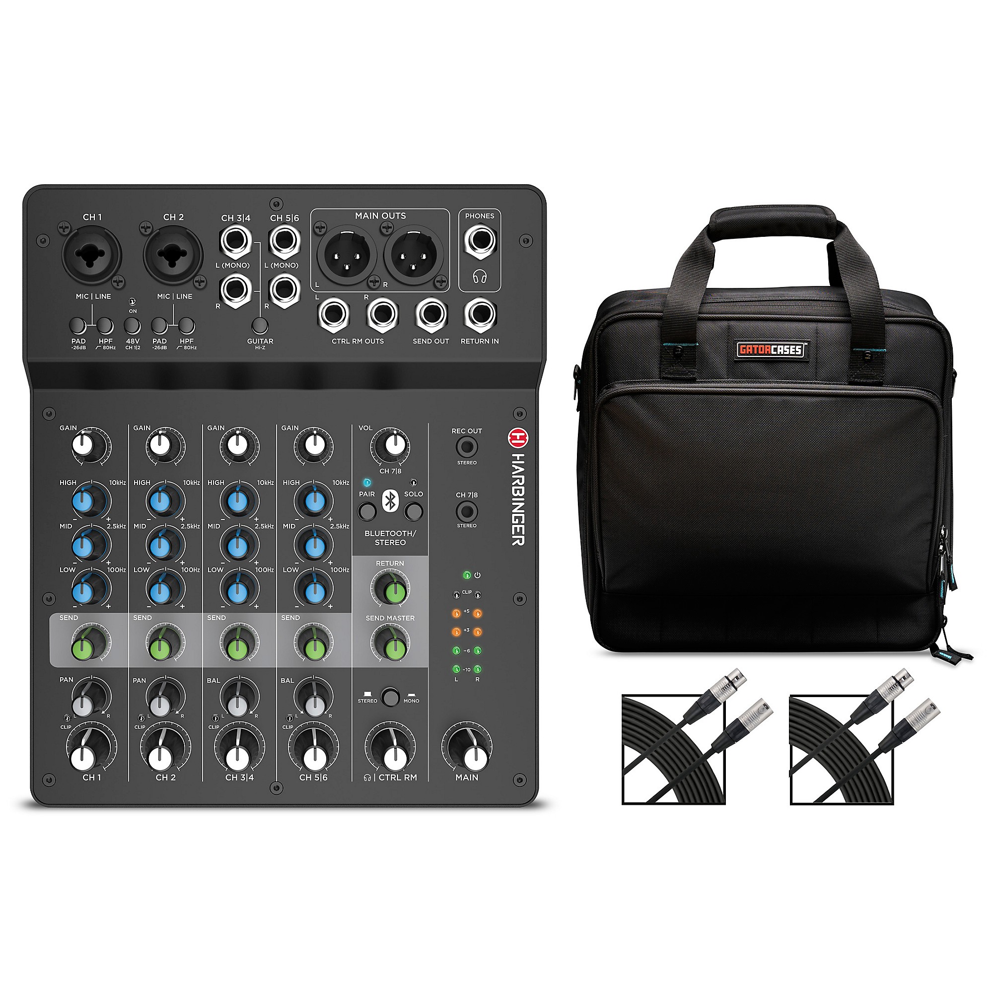 Harbinger LV8 8-Channel Analog Mixer With Gator Mixer Bag and