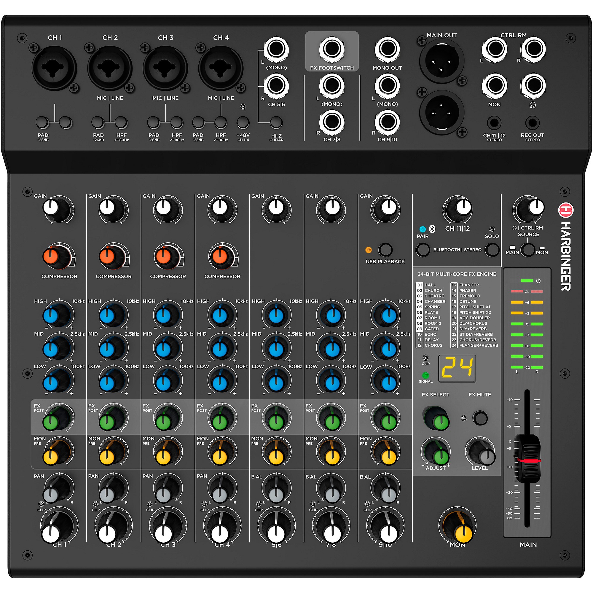 Harbinger LX12 12-Channel Analog Mixer With Gator Mixer Bag