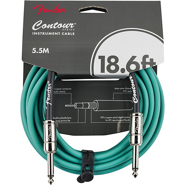 Fender Straight to Straight Instrument Contour Cable 18.6 ft. Sherwood Green