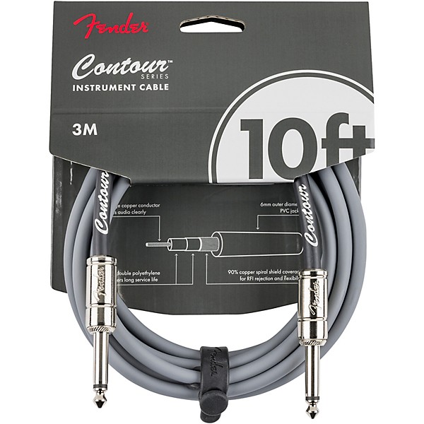 Fender Straight to Straight Instrument Contour Cable 10 ft. Inca Silver