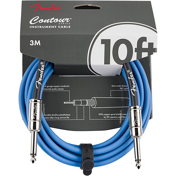 Fender Straight to Straight Instrument Contour Cable 10 ft. Lake Placid Blue