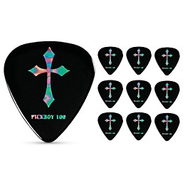 Pick Boy Heavy Metal Cross Black Celltex Guitar Picks 1.00 mm 10 Pack