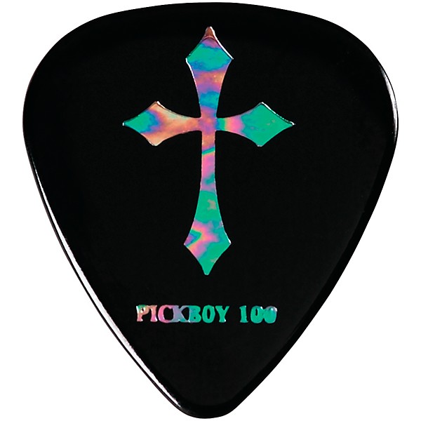 Pick Boy Heavy Metal Cross Black Celltex Guitar Picks 1.00 mm 10 Pack