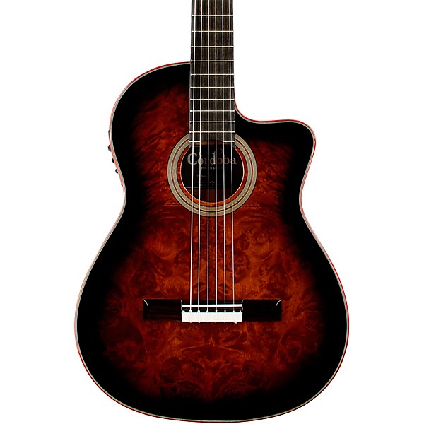 Open Box Cordoba Fusion 12 Exotic Top Nylon-String Classical Acoustic-Electric Guitar Level 2 Brown Sugar Burst 197881342975