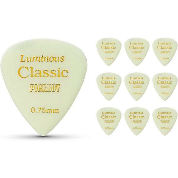 Pick Boy Glow in the Dark Luminous Cellulose Vintage Guitar Picks .75 mm 10 Pack