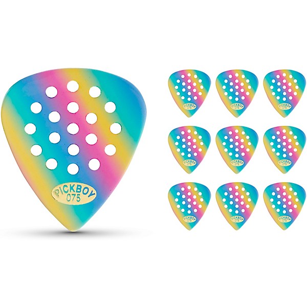 Pick Boy Pos-a-Grip Rainbow Cellulose Guitar Picks .75 mm 10 Pack