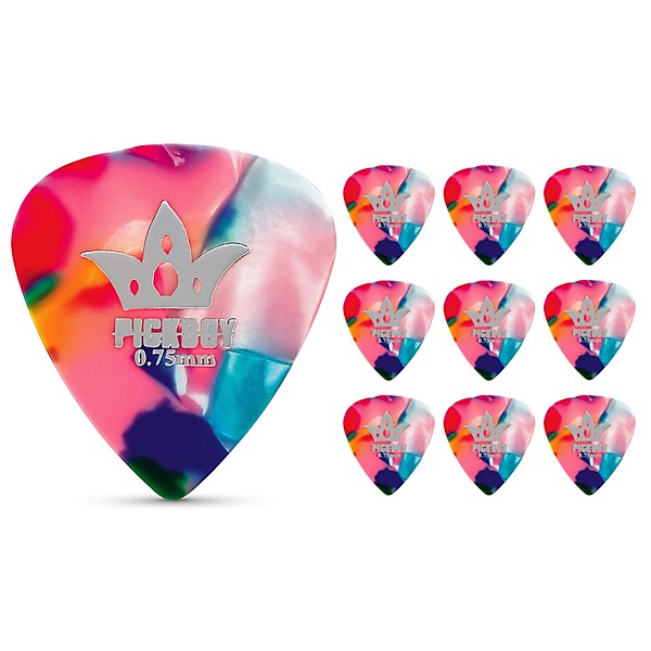 Pick Boy Raindrop Multi-Color Cellulose Guitar Picks .75 mm 10 Pack