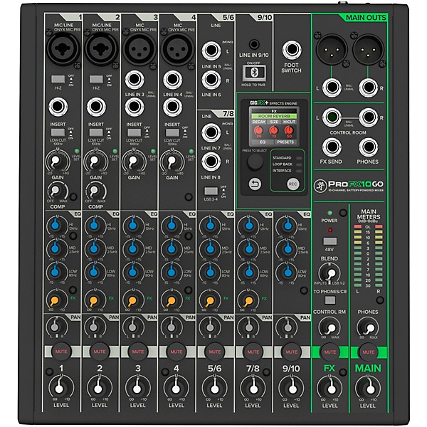 Mackie ProFX10GO 10-Channel Battery-Powered Analog Mixer