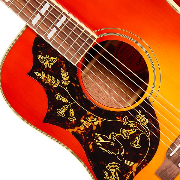 Epiphone Inspired by Gibson Custom 1960 Hummingbird Reissue Left-Handed Acoustic-Electric Guitar Heritage Cherry Sunburst