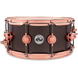 DW Collector's Series 14x6.5" Satin Black Over Brass Snare Drum With Copper Hardware 14 x 6.5 in. Satin Black Over Brass w/Copper Hardware