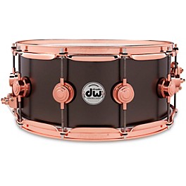 DW Collector's Series 14x6.5" Satin Black Over Brass Snare Drum With Copper Hardware 14 x 6.5 in. Satin Black Over Brass w...