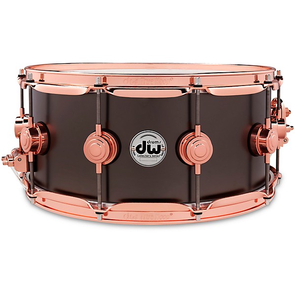 DW Collector's Series 14x6.5" Satin Black Over Brass Snare Drum With Copper Hardware 14 x 6.5 in. Satin Black Over Brass w...