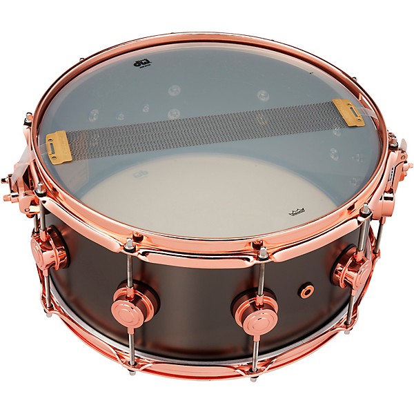 DW Collector's Series 14x6.5" Satin Black Over Brass Snare Drum With Copper Hardware 14 x 6.5 in. Satin Black Over Brass w...