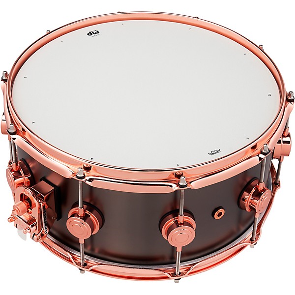 DW Collector's Series 14x6.5" Satin Black Over Brass Snare Drum With Copper Hardware 14 x 6.5 in. Satin Black Over Brass w...