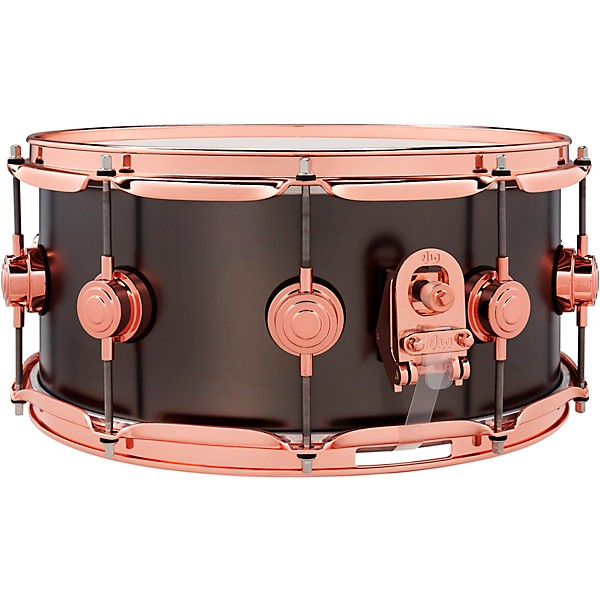 DW Collector's Series 14x6.5" Satin Black Over Brass Snare Drum With Copper Hardware 14 x 6.5 in. Satin Black Over Brass w...