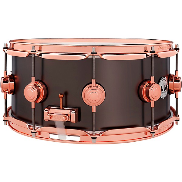 DW Collector's Series 14x6.5" Satin Black Over Brass Snare Drum With Copper Hardware 14 x 6.5 in. Satin Black Over Brass w...