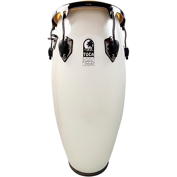 Toca Custom Deluxe Fiberglass Conga Margarita Blanca With Black Mirror Chrome Hardware 11 in.