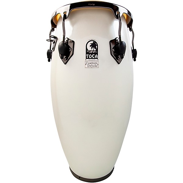 Toca Custom Deluxe Fiberglass Conga Margarita Blanca With Black Mirror Chrome Hardware 11.75 in.