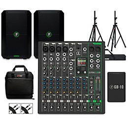 Mackie ProFX10GO Battery-Powered Mixer Bundle with Thump GO Speakers, Extra Battery, Stands, Cables and Mixer Bag