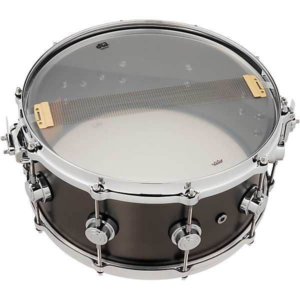 DW Collector's Series Satin Black Over Brass Snare Drum With Die Cast Hoops 14 x 6.5 in. Satin Black Over Brass