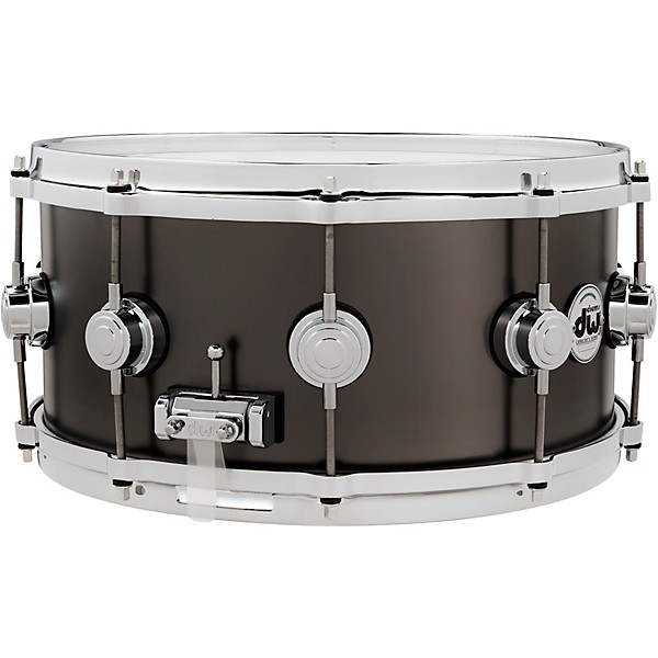 DW Collector's Series Satin Black Over Brass Snare Drum With Die Cast Hoops 14 x 6.5 in. Satin Black Over Brass