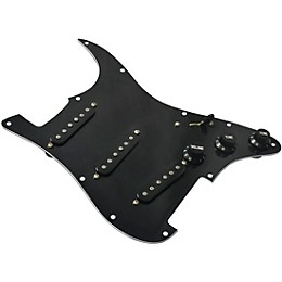 Mojotone 67 Quiet Coil With Hot Bridge Strat Pickup Prewired Pickguard Black Black