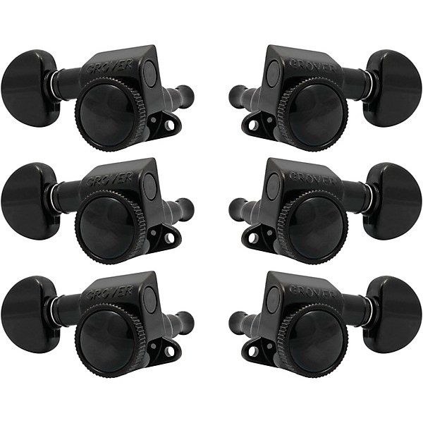 GROVER Mid-Size Roto-Grip Locking Rotomatics 505 Series Tuning Machines Black Chrome 3+3
