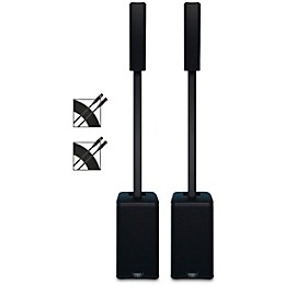 QSC KC12 Active 3-Way Column Speaker Pair With Cables, Black