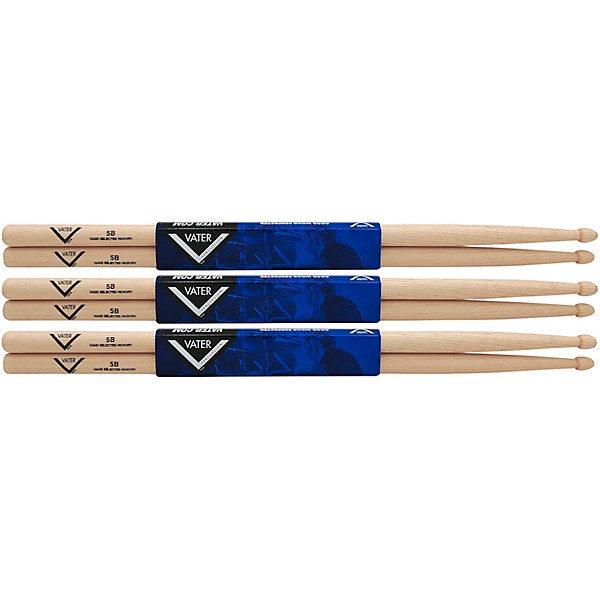 Vater Hickory Drum Sticks 3-Pack 5B Wood