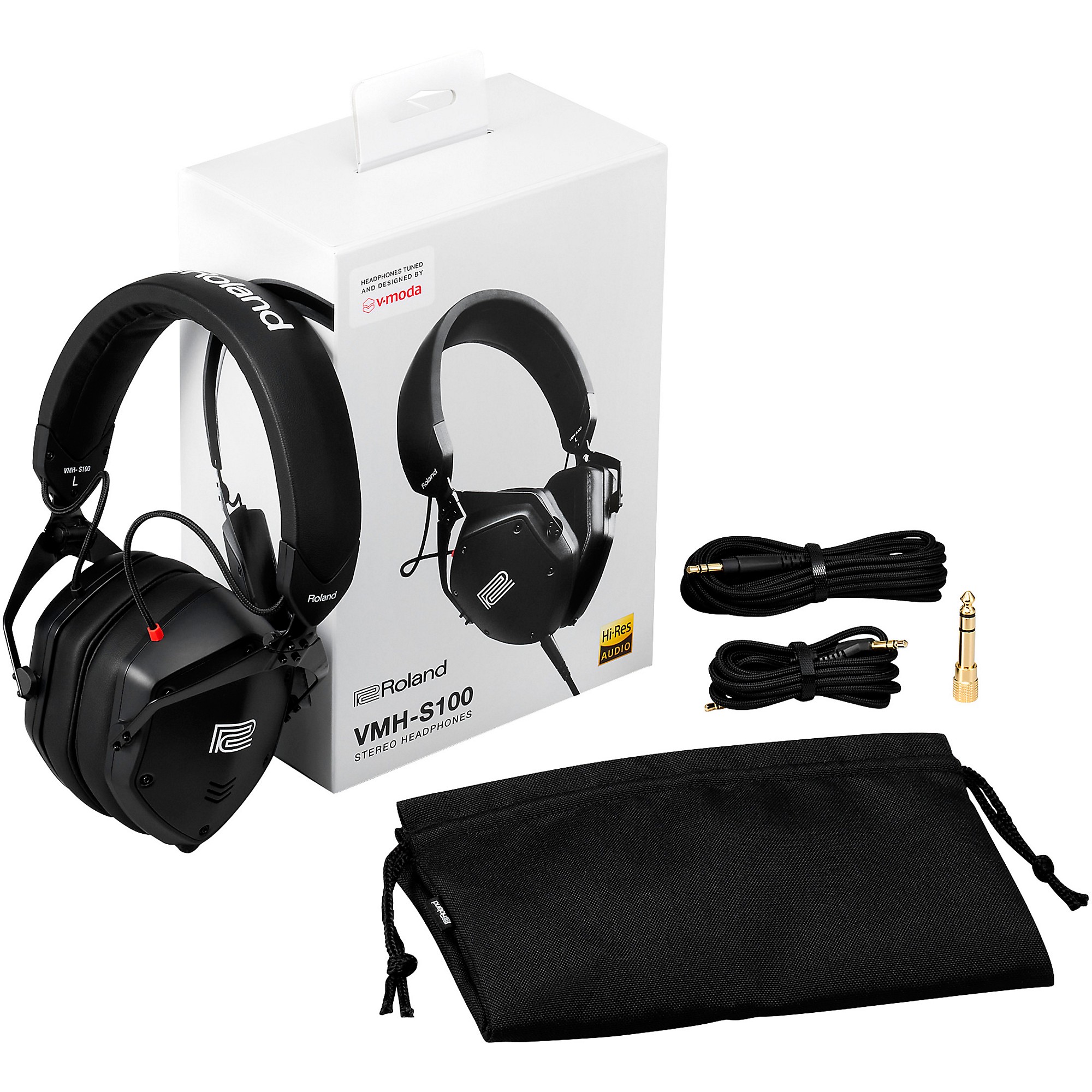 Roland VMH-S100 ステレオヘッドホン 本体 Roland VMH-S100 Music Production Headphones - Black | Guitar Center