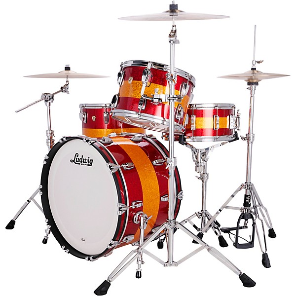 Ludwig Classic Maple 3-Piece Fab Shell Pack With 22" Bass Drum Red/Gold Tri-Band