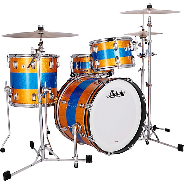 Ludwig Classic Maple 3-Piece Downbeat Shell Pack With 20" Bass Drum Gold/Blue Tri-Band