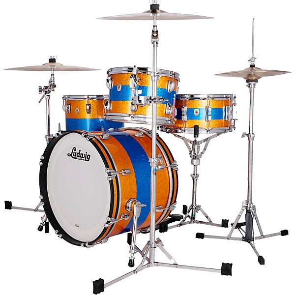 Ludwig Classic Maple 3-Piece Downbeat Shell Pack With 20" Bass Drum Gold/Blue Tri-Band