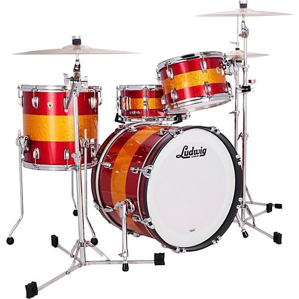 Ludwig Classic Maple 3-Piece Downbeat Shell Pack With 20" Bass Drum Red/Gold Tri-Band