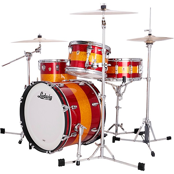 Ludwig Classic Maple 3-Piece Downbeat Shell Pack With 20" Bass Drum Red/Gold Tri-Band