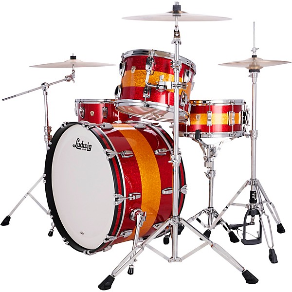 Ludwig Classic Maple 3-Piece Pro Beat Shell Pack With 24" Bass Drum Red/Gold Tri-Band