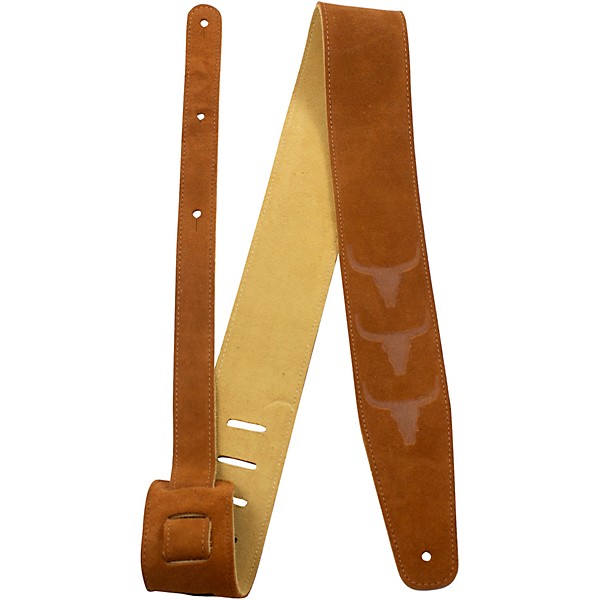 Perri's Embossed Bull Natural Suede Guitar Strap 2.5 in.
