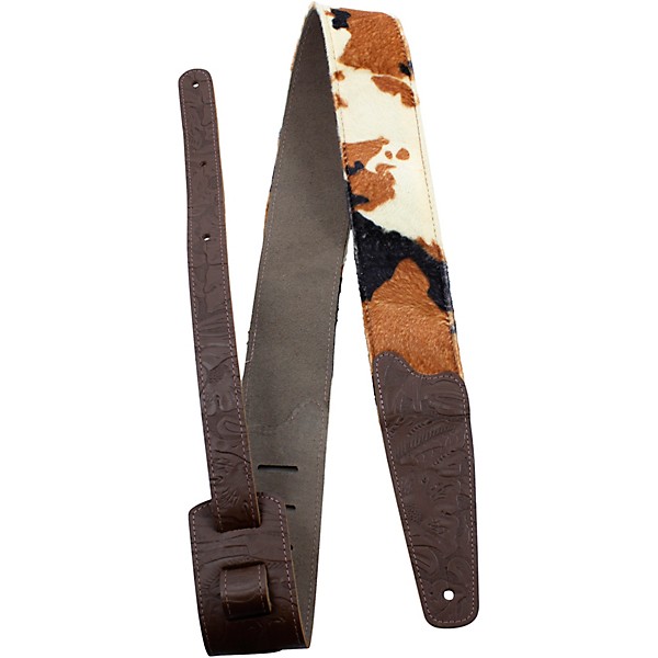 Perri's Fabric Cow Print Guitar Strap Brown 2.5 in.