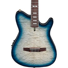 Ibanez FRH20QMN Quilted Maple Top Nylon-String Acoustic-Electric Guitar Cosmic Blue Sunburst