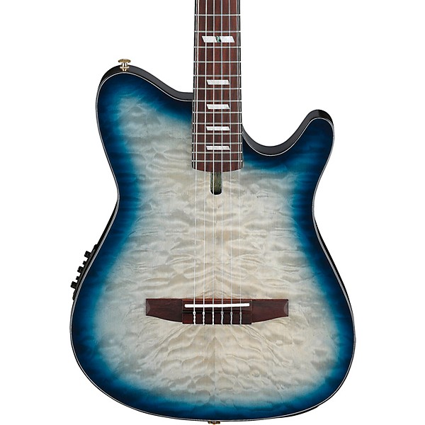 Ibanez FRH20QMN Quilted Maple Top Nylon-String Acoustic-Electric Guitar Cosmic Blue Sunburst