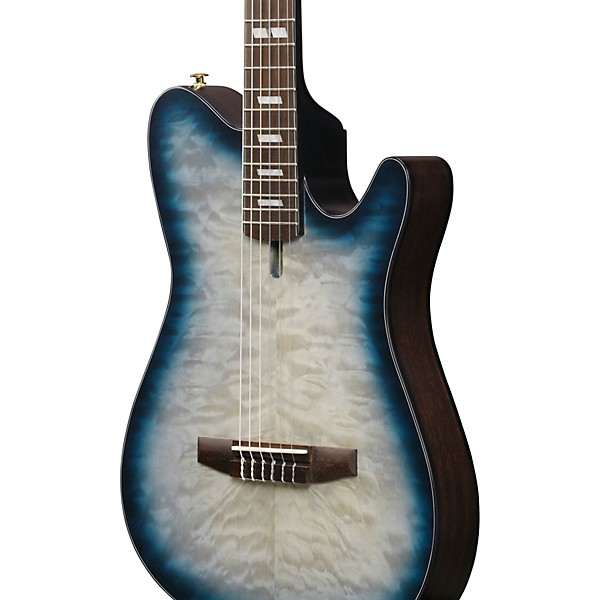 Ibanez FRH20QMN Quilted Maple Top Nylon-String Acoustic-Electric Guitar Cosmic Blue Sunburst