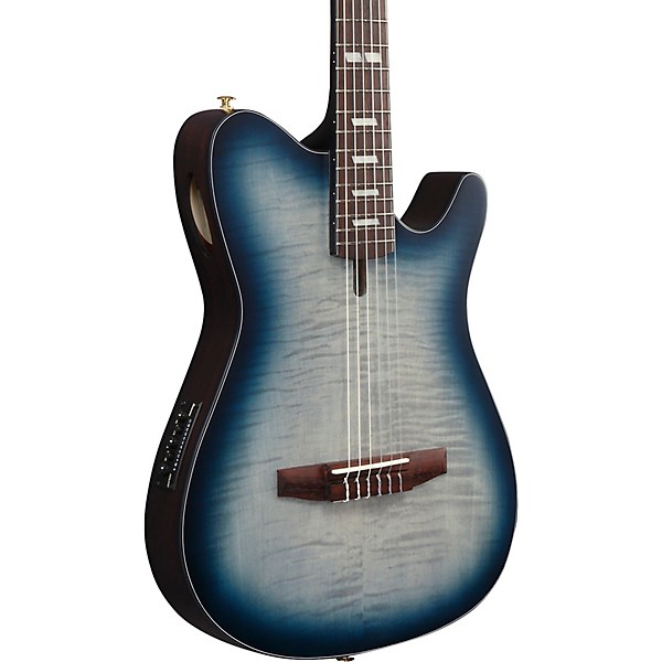 Ibanez FRH20FMN Flamed Maple Top Nylon-String Acoustic-Electric Guitar Cosmic Blue Sunburst