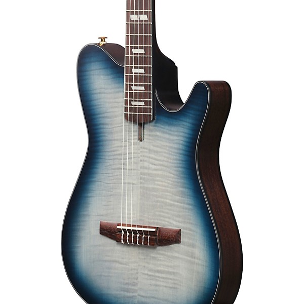 Ibanez FRH20FMN Flamed Maple Top Nylon-String Acoustic-Electric Guitar Cosmic Blue Sunburst