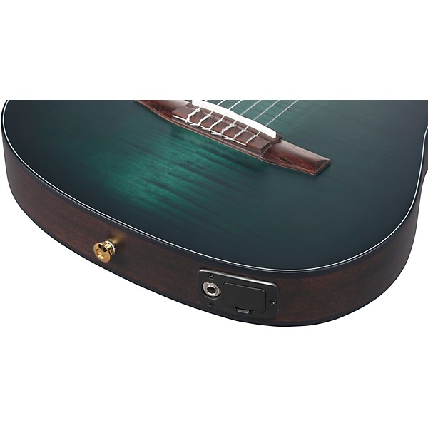 Ibanez FRH20FMN Flamed Maple Top Nylon-String Acoustic-Electric Guitar Deep Emerald Green