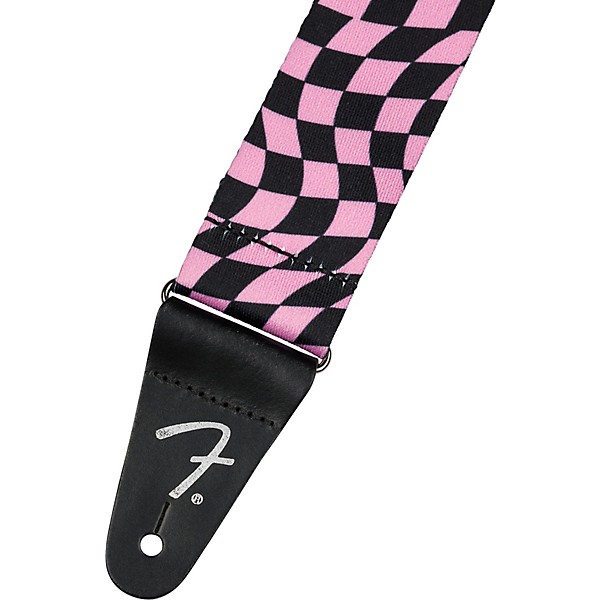 Fender Wavy Checkerboard Polyester Guitar Strap Pink