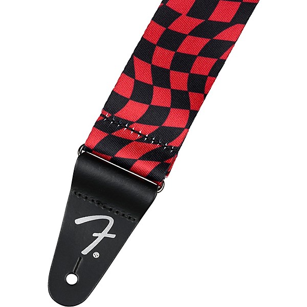 Fender Wavy Checkerboard Polyester Guitar Strap Red
