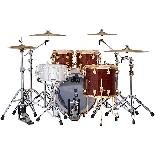DW SSC Collectors Series 4-Piece Exotic Shell Pack With Gold Hardware - Natural Lacquer Over Tortoise Shell Pommele