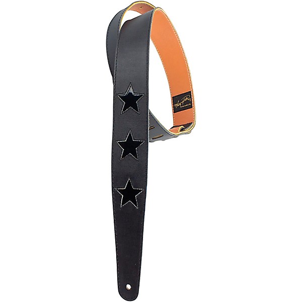 Henry Heller Star Series Black Leather Guitar Strap Black